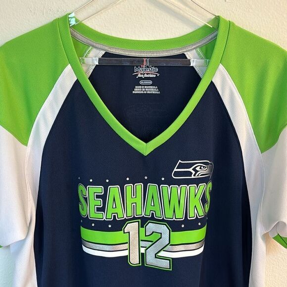 Seattle Seahawks Football Women’s Fan #12 Jersey Front Bling Accents Size XXL - Picture 2 of 11